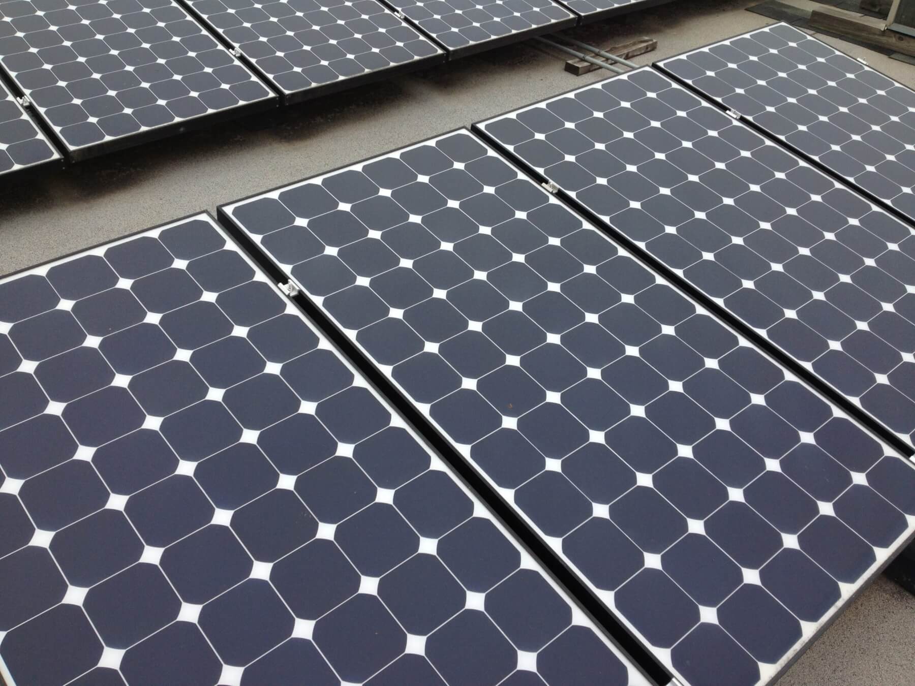 Close-up view of solar panels