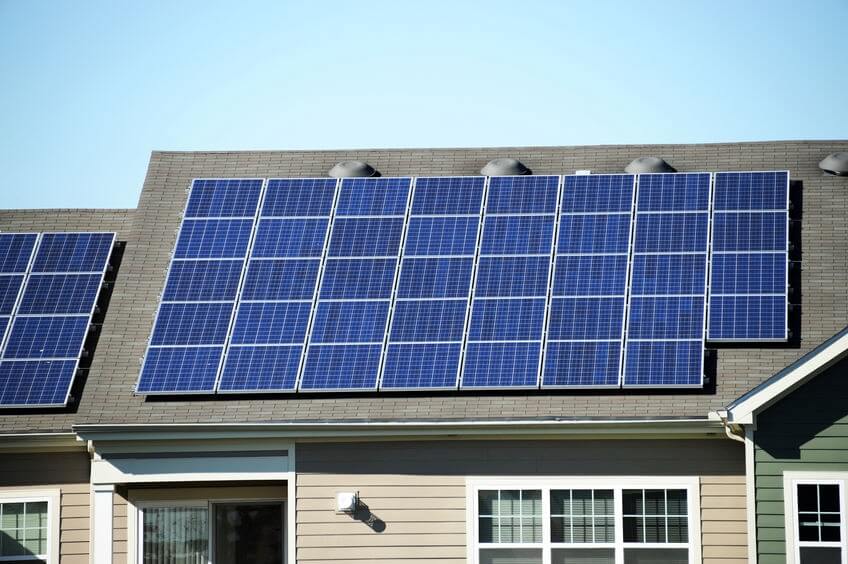 house roof with solar panels