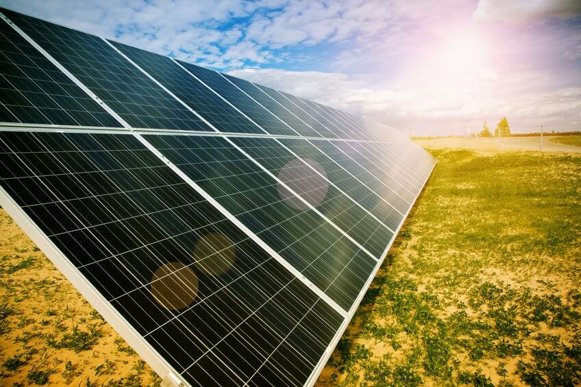 Solar energy panels on a sunny day