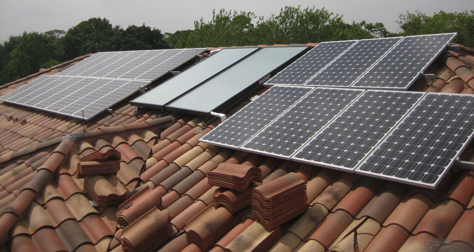 Newly installed solar panels on the roof