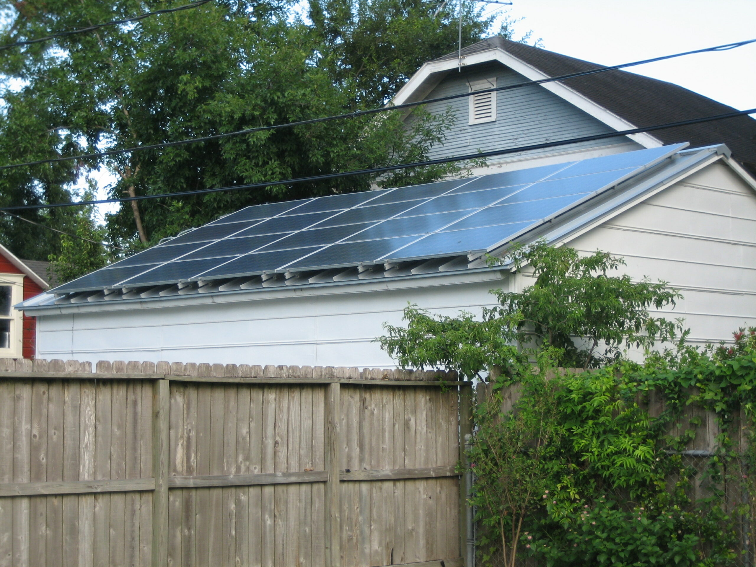 Solar panels installed on the roof in a residential area